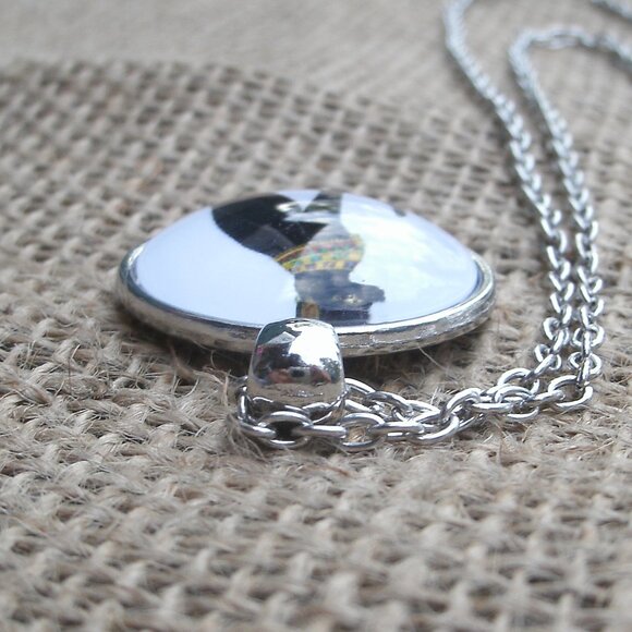 Egyptian Bast Cat  Glass Cabochon Pendant Necklace - Picture 8 of 12